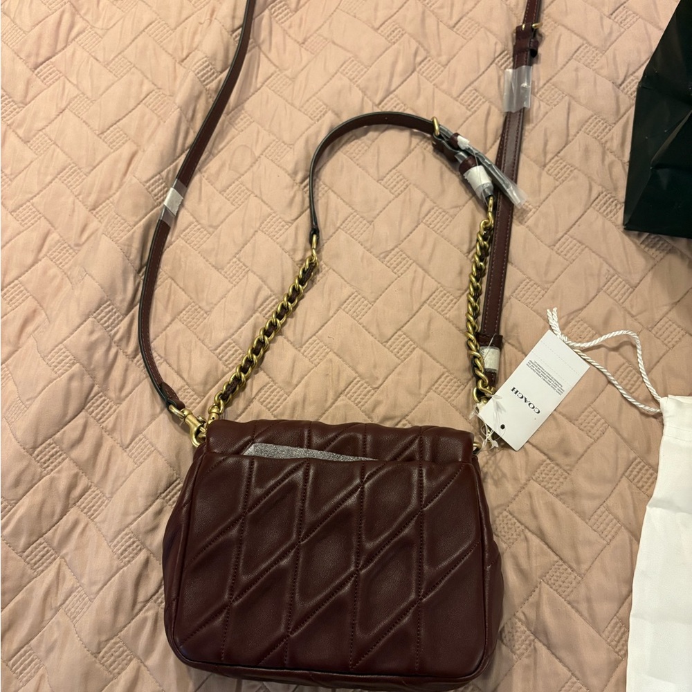 Coach Quilted Leather Tabby 17 Shoulder Bag - Burgundy - Picture 6 of 12
